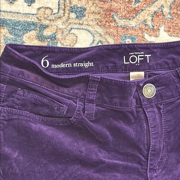 LOFT 6 Modern Straight Deep Purple Velvet Trousers - Picture 4 of 8